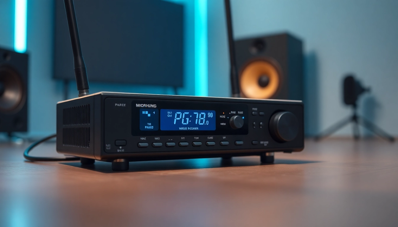High-quality PG88 wireless microphone receiver with LED indicators in a professional audio setup for clear sound transmission