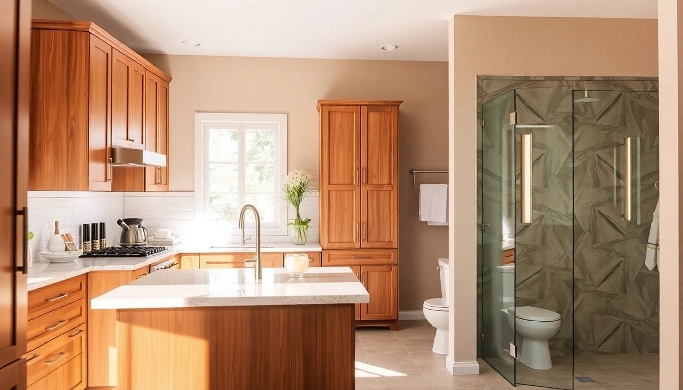 Remodeling project showcasing a renovated kitchen with modern cabinetry, countertops, and stylish fixtures, highlighting craftsmanship and transformation.