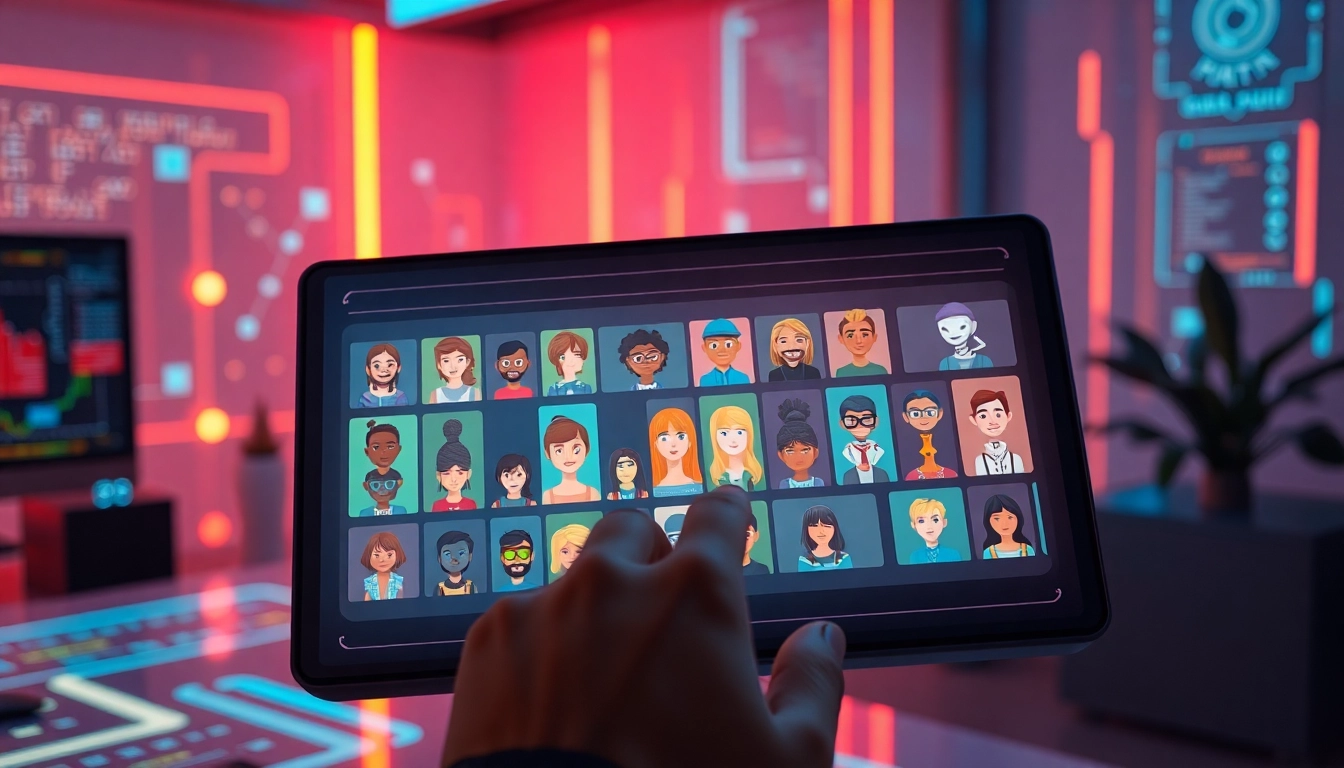 Screenshot of a user interacting with customizable AI characters on a modern digital chat platform.